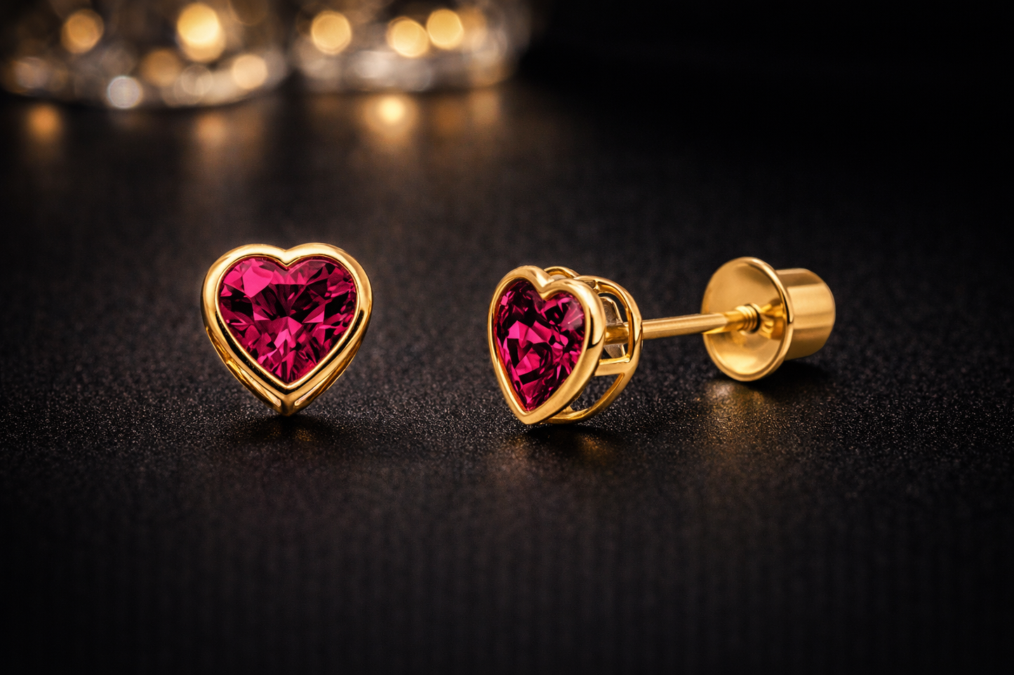 14K Yellow Gold CZ Studs Birth Stones Earrings for Womens Kids