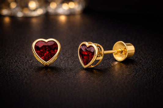 14K Yellow Gold CZ Studs Birth Stones Earrings for Womens Kids