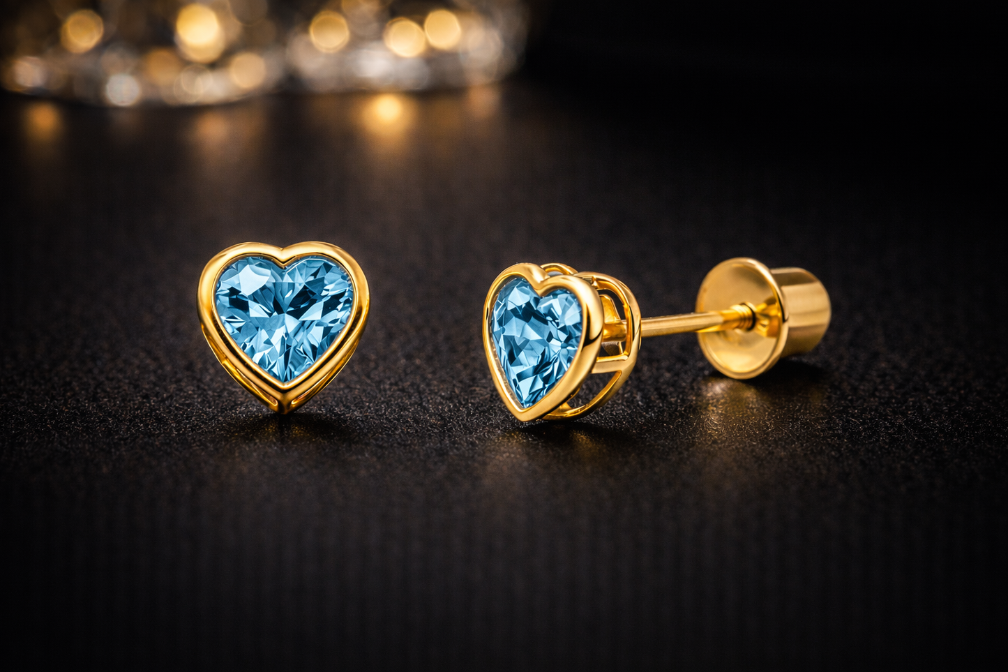 14K Yellow Gold CZ Studs Birth Stones Earrings for Womens Kids