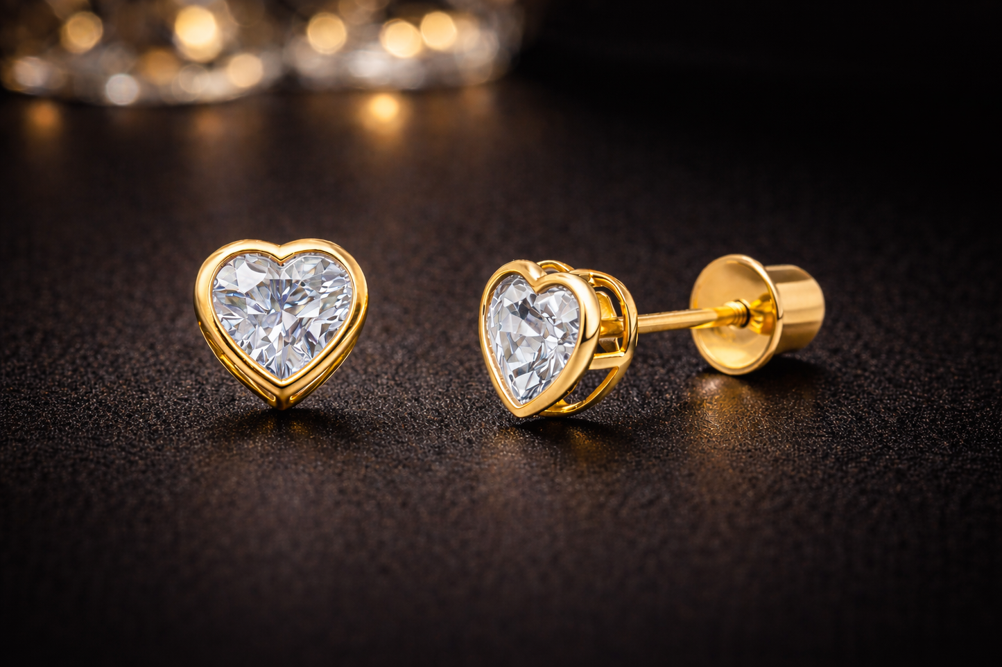 14K Yellow Gold CZ Studs Birth Stones Earrings for Womens Kids