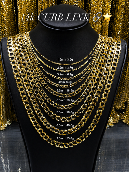 14k Gold Curb Chain Necklace