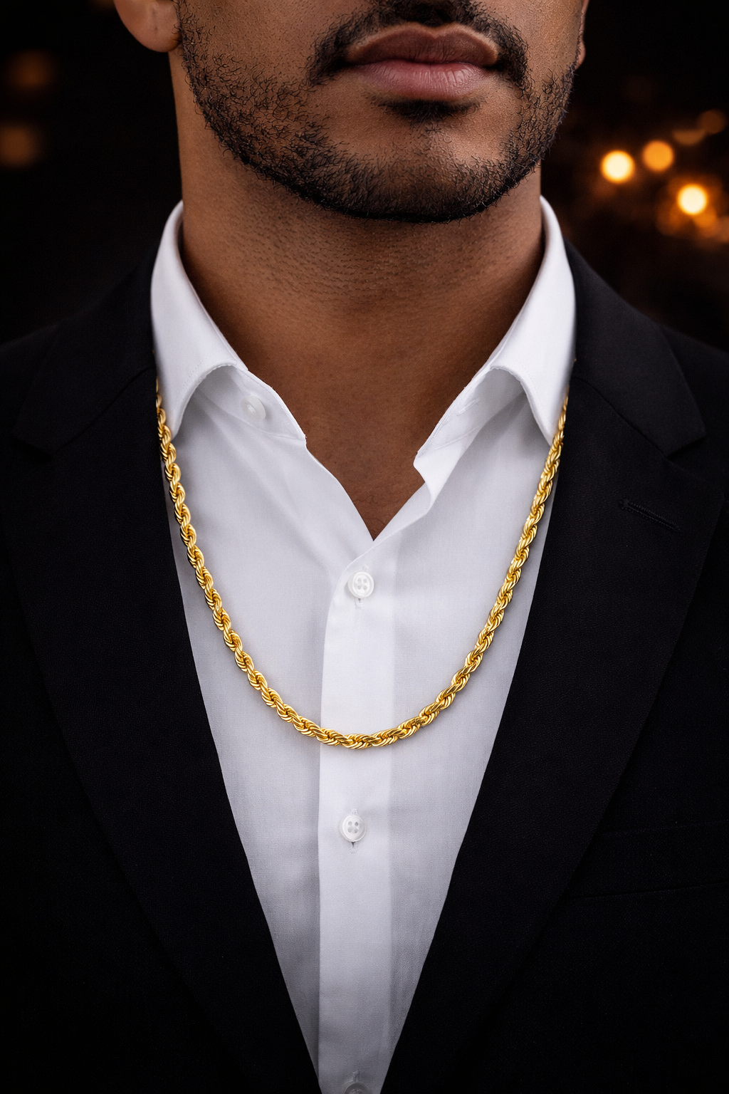 14K Yellow Gold Rope Chain 4.5mm for Mens Womens