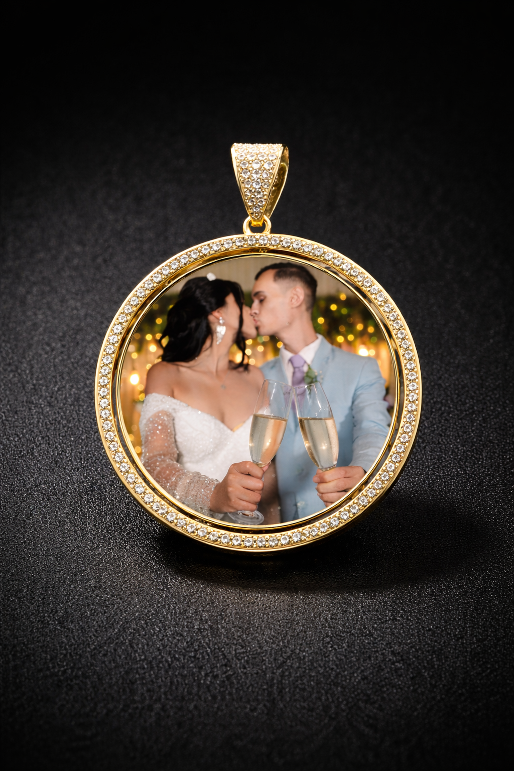 14K Yellow Gold CZ Picture Charm Personalized Jewelry