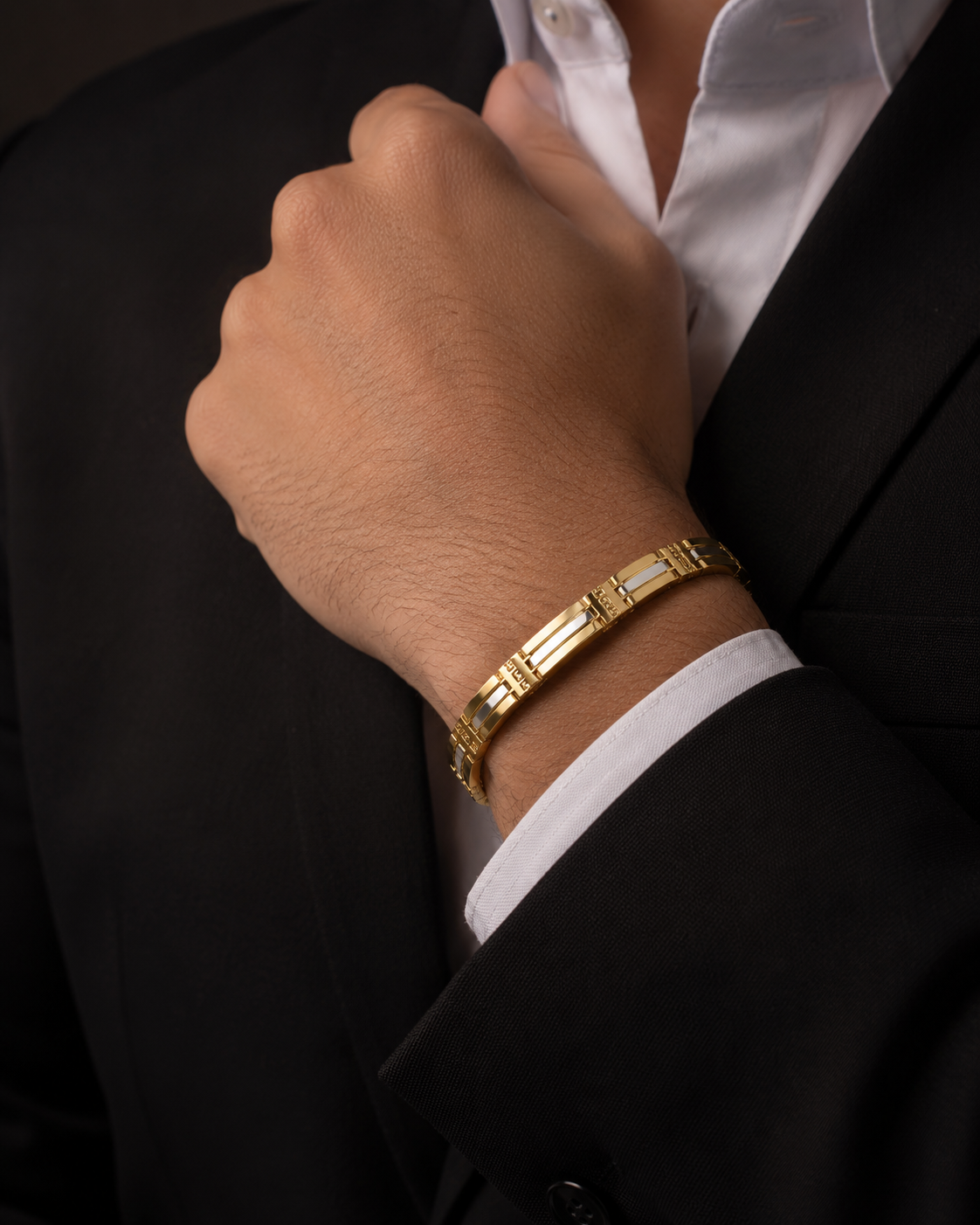14K Gold Greek Key ID Bracelet
