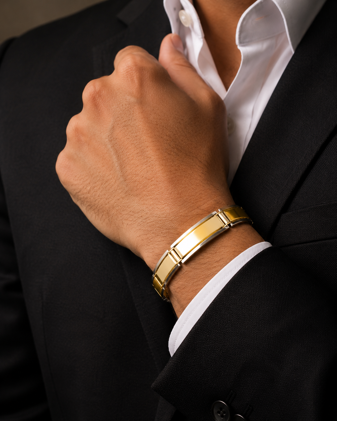 14K Gold Greek Key ID Bracelet