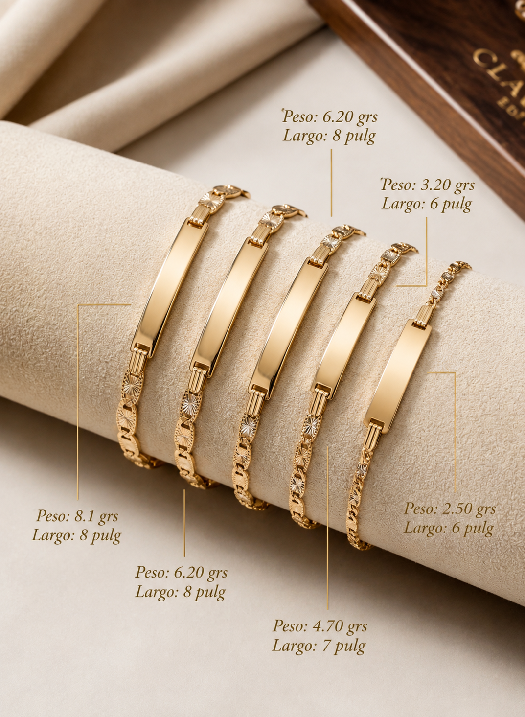 14K Gold Id Bracelet Tri Color Diamond Cut