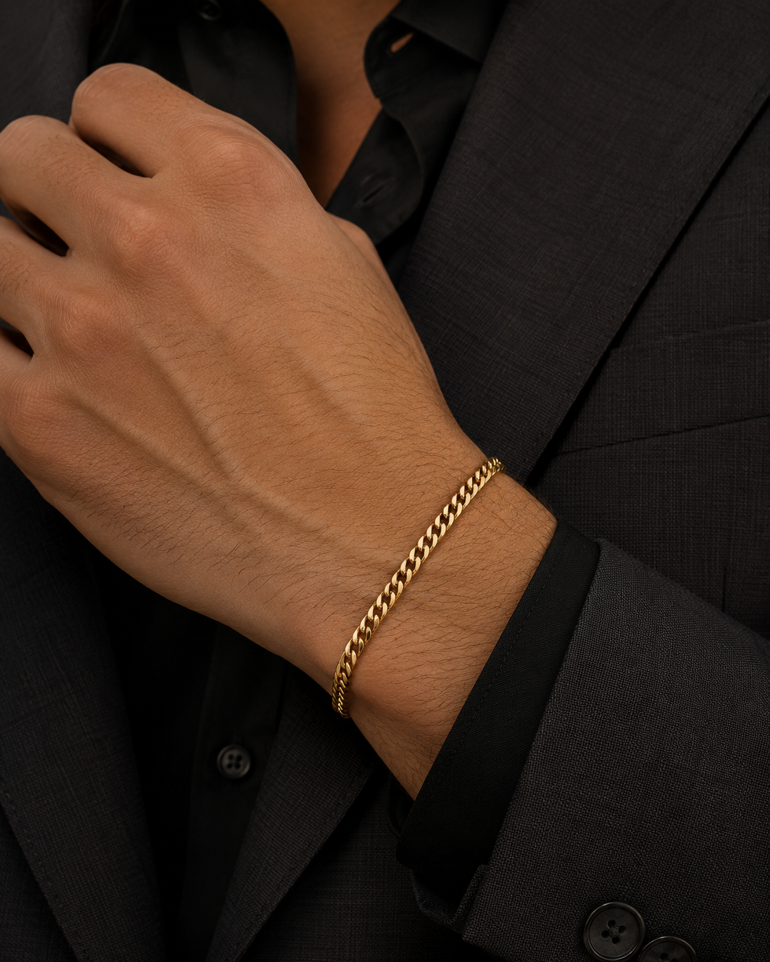 14K Gold Baby Monaco Chain & Bracelet