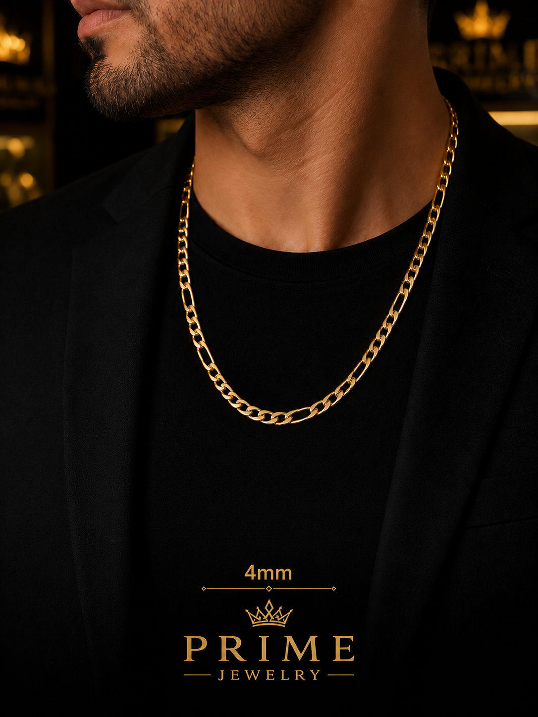 14K Yellow Gold Figaro Link Chain Necklace
