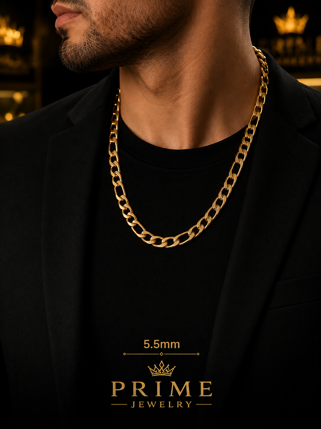 14K Yellow Gold Figaro Link Chain Necklace