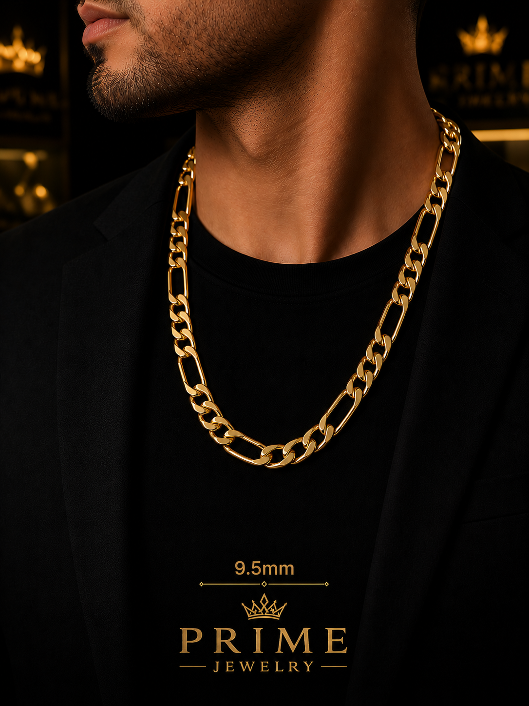 14K Yellow Gold Figaro Link Chain Necklace