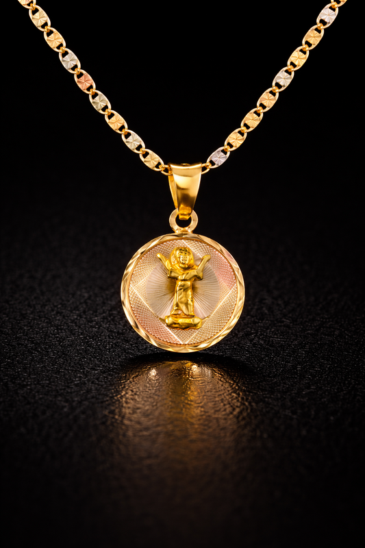 Baby Jesus Necklace 14K Gold Tri Color