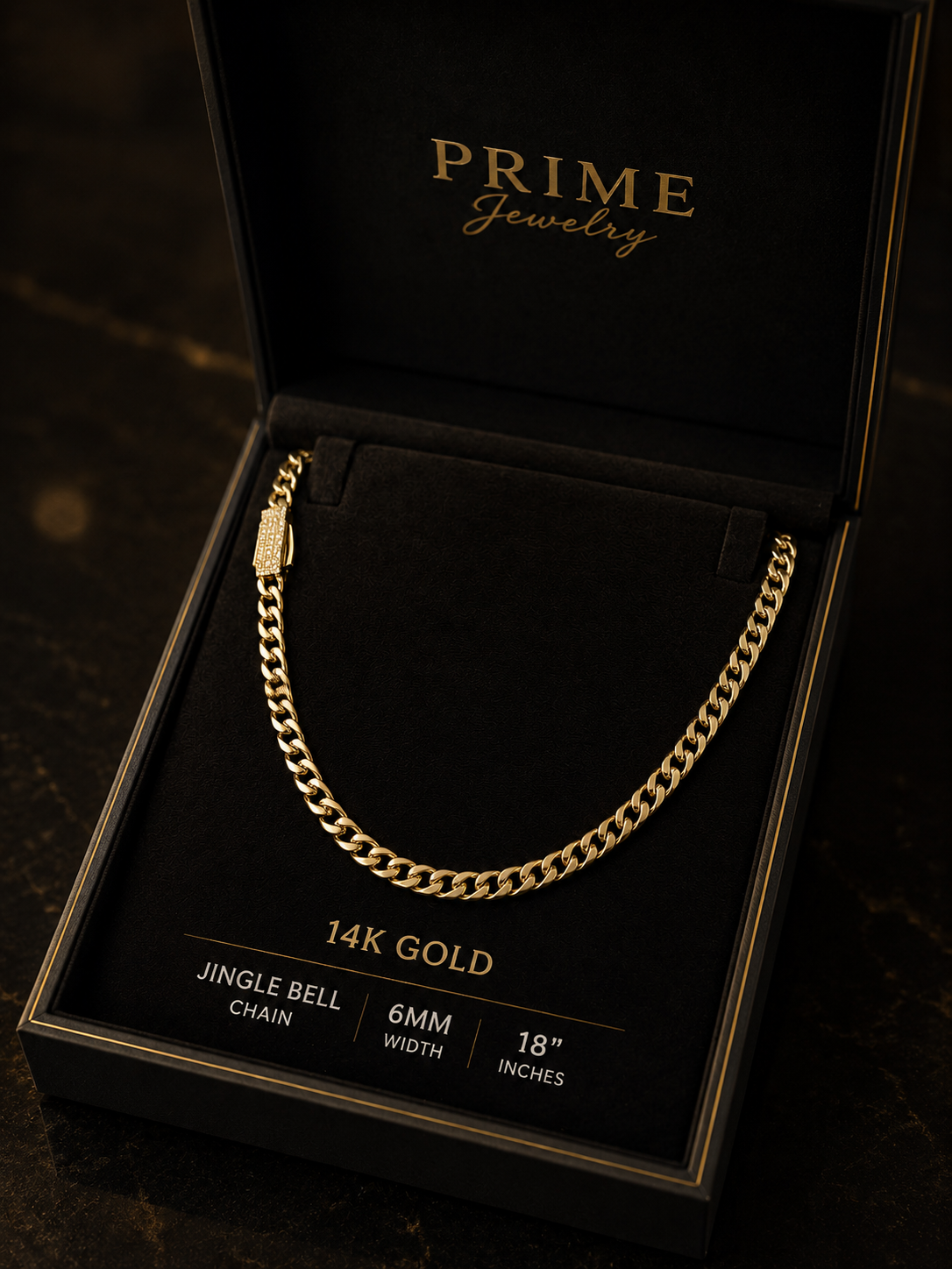 14K Yellow Gold Jingle bell chain necklace 6mm 18"