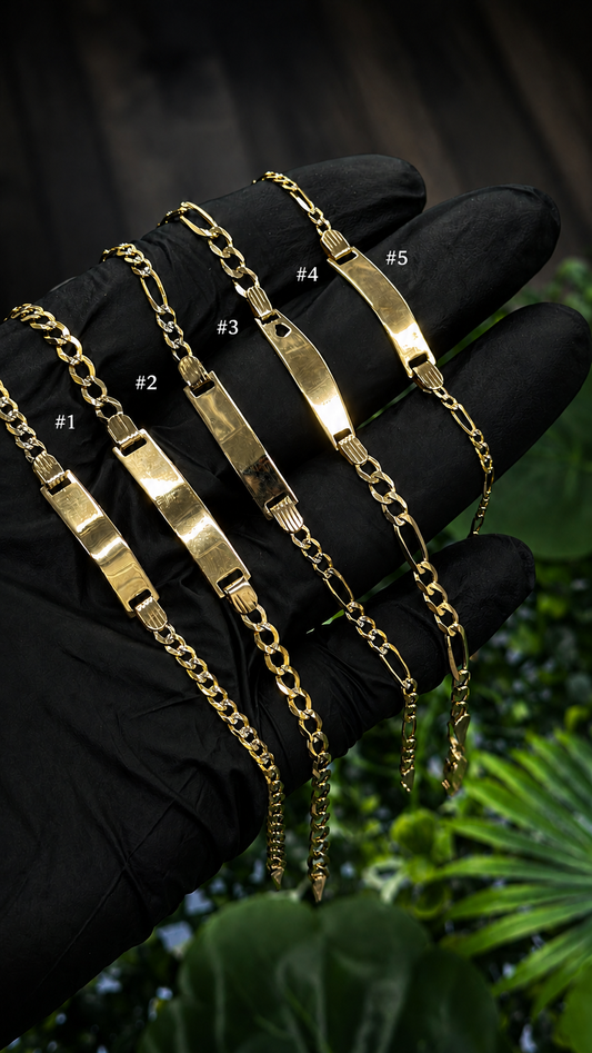 14K Gold ID Baby Bracelet Cuban and Figaro