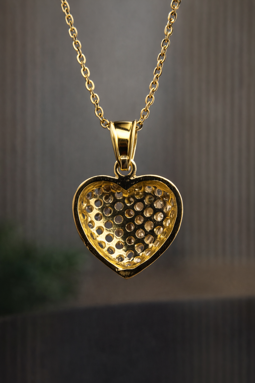 Womens CZ Heart Necklace Cable Link Chain 17"