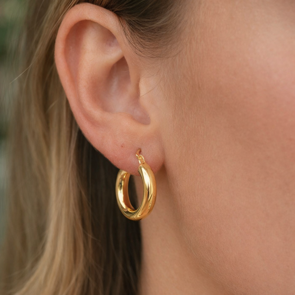 14K Gold F Small Earrings Hoop Everyday Jewelry Gifts Womens Ladies Girls