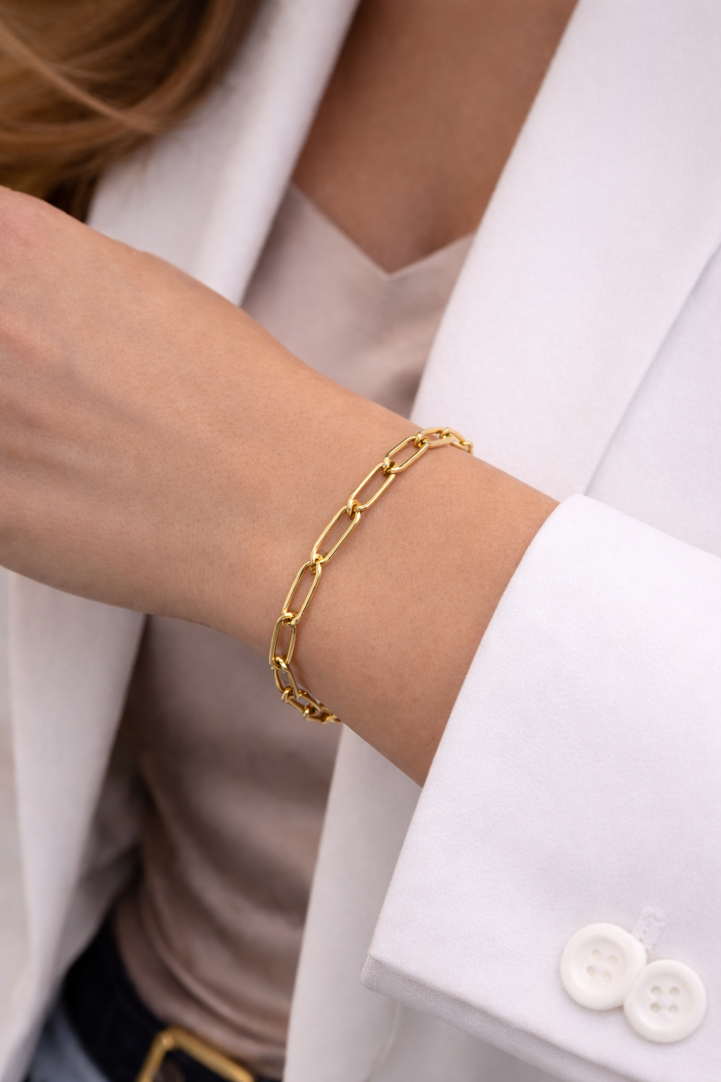 Womens Girls Paper Clip Bracelet 7.5" Fashion