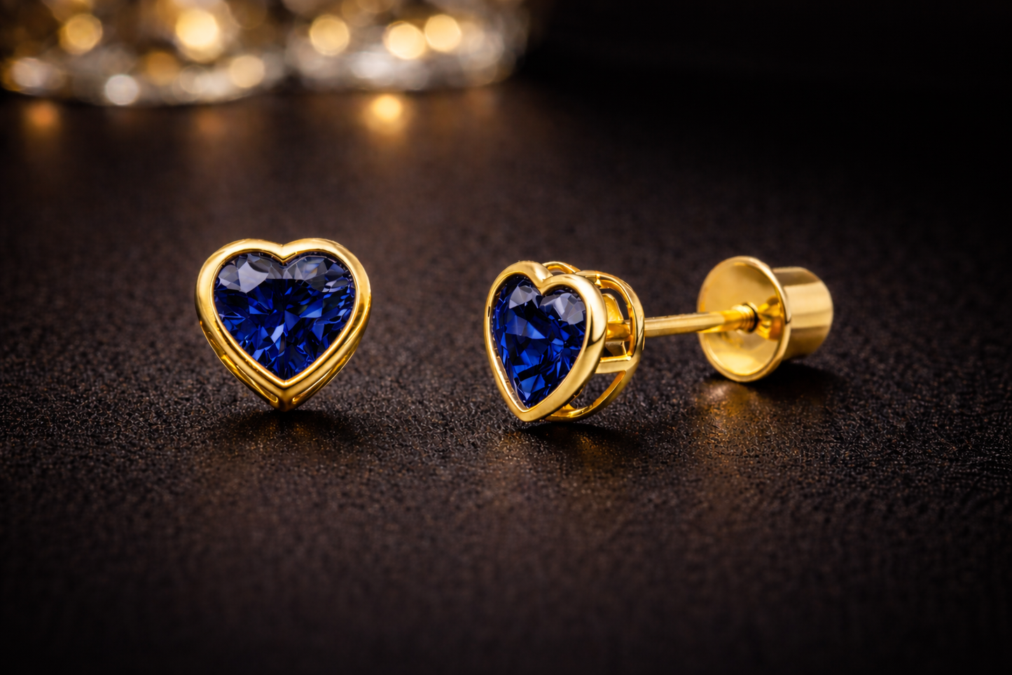 14K Yellow Gold CZ Studs Birth Stones Earrings for Womens Kids