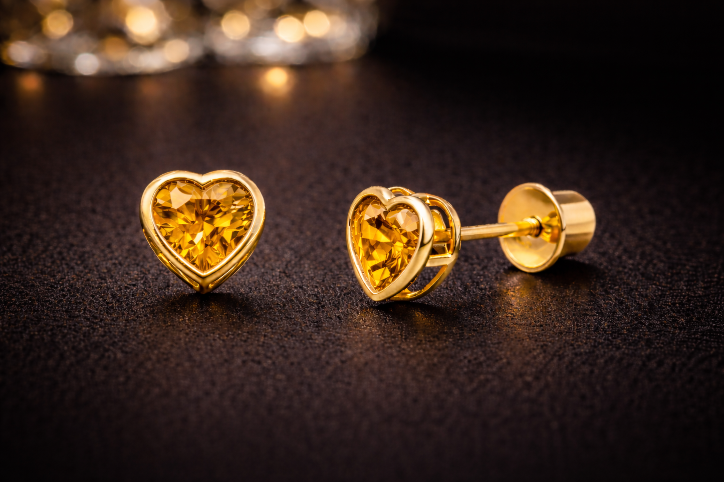 14K Yellow Gold CZ Studs Birth Stones Earrings for Womens Kids