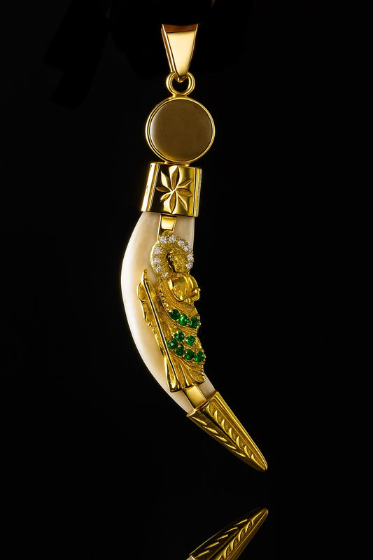 Colmillo de San Judas Charm Pendant for Mens Teeth Charms 14K Yellow Gold