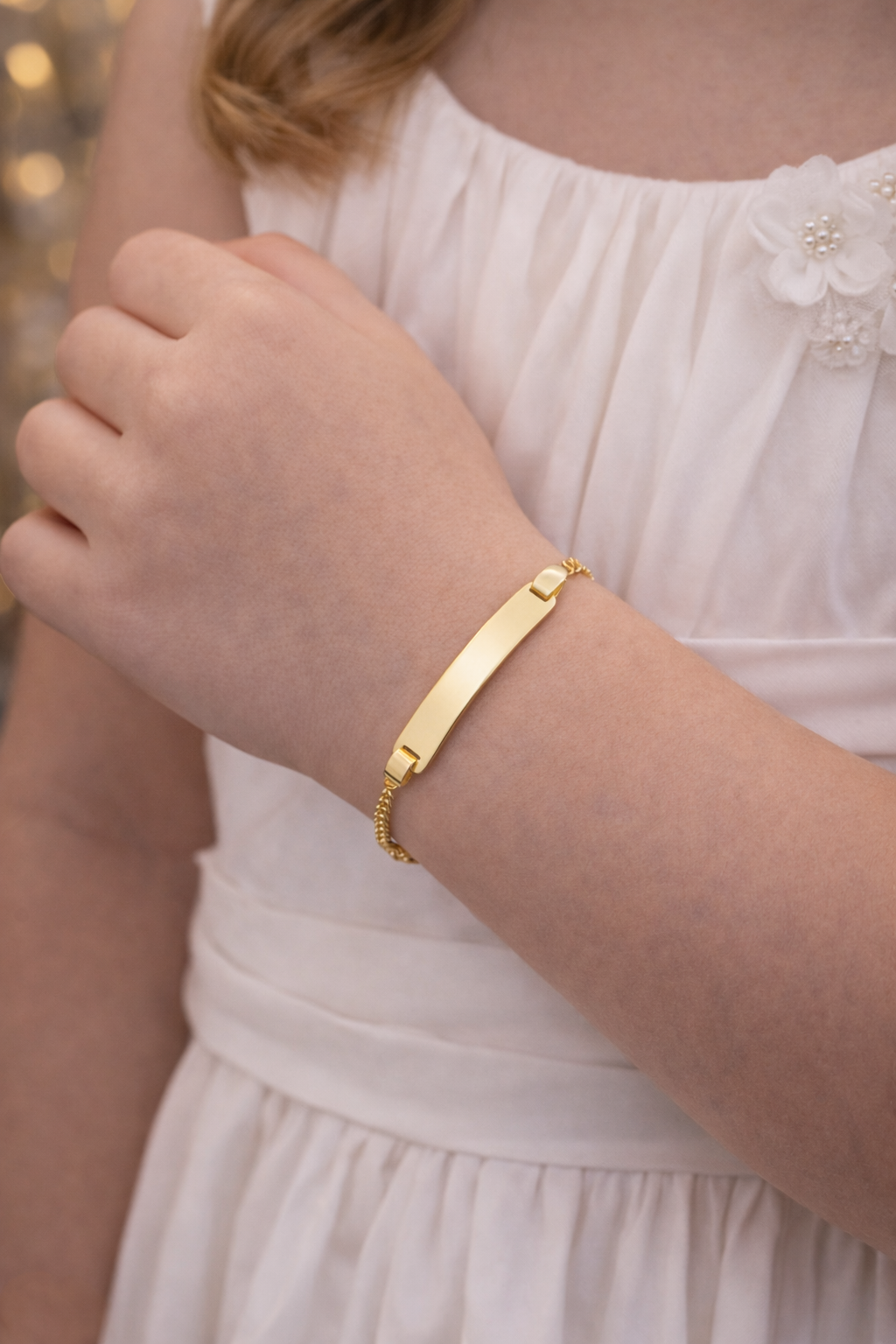 10K Gold Baby ID Bracelet 5.5" Figaro