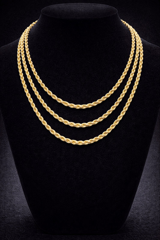 3.5mm Rope Chain Necklace 14K Yellow Gold