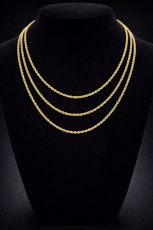 2.5mm Rope Chain Necklace 14K Yellow Gold