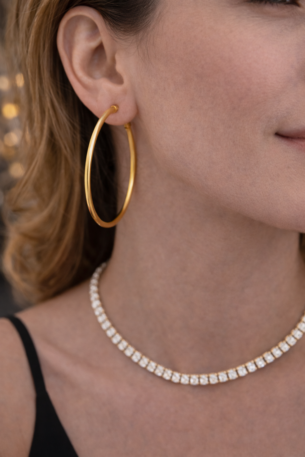 Endless Hoop Earrings 2x2 14K Gold Filled Womens Ladies Argollas Arrecadas de Oro Laminado