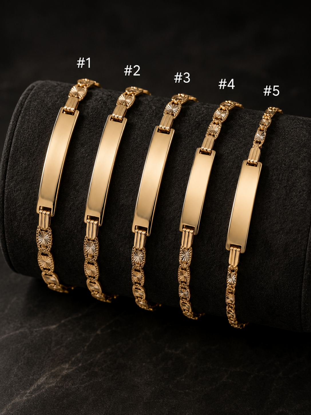 14K Gold Id Bracelet Tri Color Diamond Cut