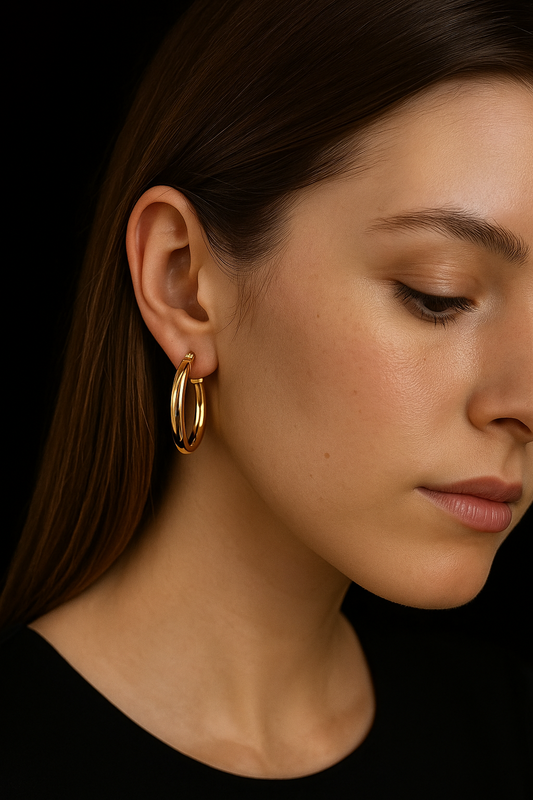 Medium Hoop Earrings Classic 34x30mm