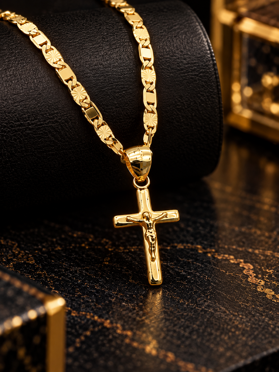 14K Gold Filled Small Flat Cross Valentino Chain