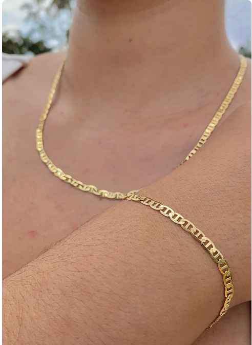 Necklace 20" Bracelet 7.5" Mariner Link 14K Gold Filled Womens Ladies Mens