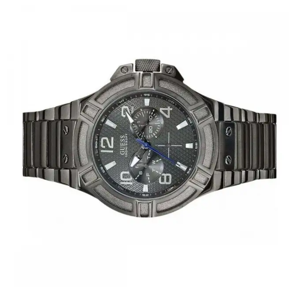 Mens GUESS Watch W0041G1 Space Gray Original Reloj para Hombres Analog Stainless Steel