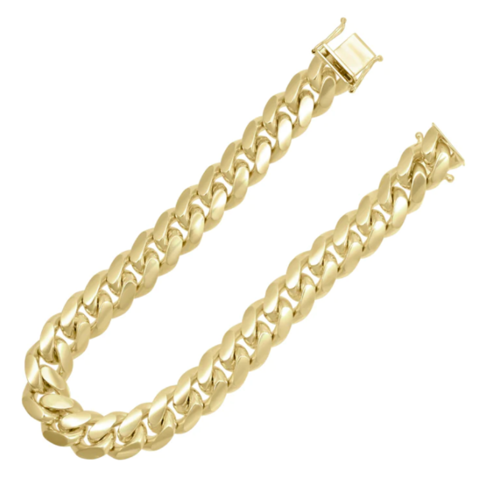 9mm Miami Cuban Curb Bracelet Solid Gold 14K Men's Jewelry Fashion Thick Box Clasp 8"