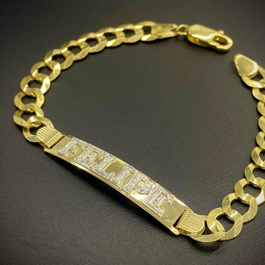 14K Solid Yellow Gold Cuban Curb Bracelet 8.75" INCH for Mens 8.5mm 3D Engraving