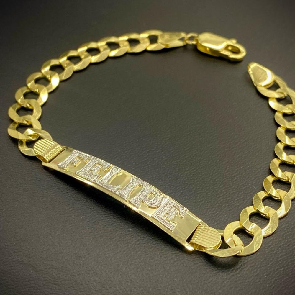 14K Solid Yellow Gold Cuban Curb Bracelet 8.75" INCH for Mens 8.5mm 3D Engraving