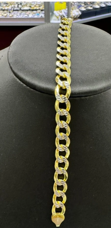 Diamond Cut Curb Link Chain Bracelet "8.25 925 Sterling Silver Bath Gold For Men