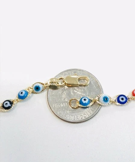 Evil Eye Necklace Good Luck & Protection Cadena Mal de Ojo En Oro Laminado