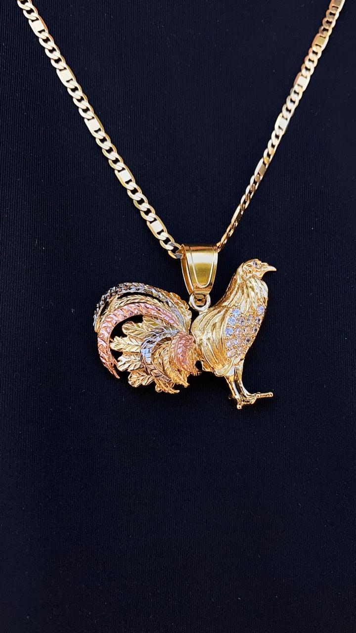 Rooster Chicken Pendant 14K Gold Filled 24" Necklace Valentino Figaro Chain