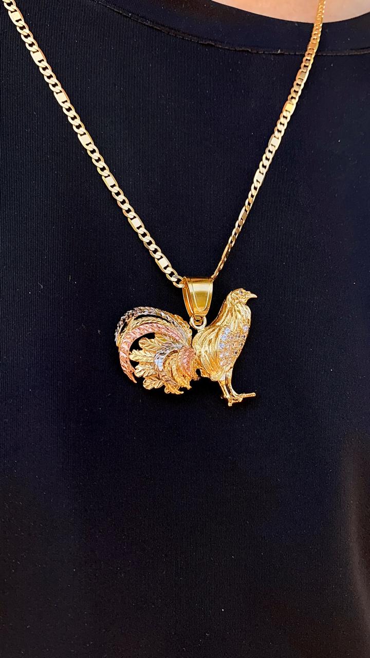 Rooster Chicken Pendant 14K Gold Filled 24" Necklace Valentino Figaro Chain