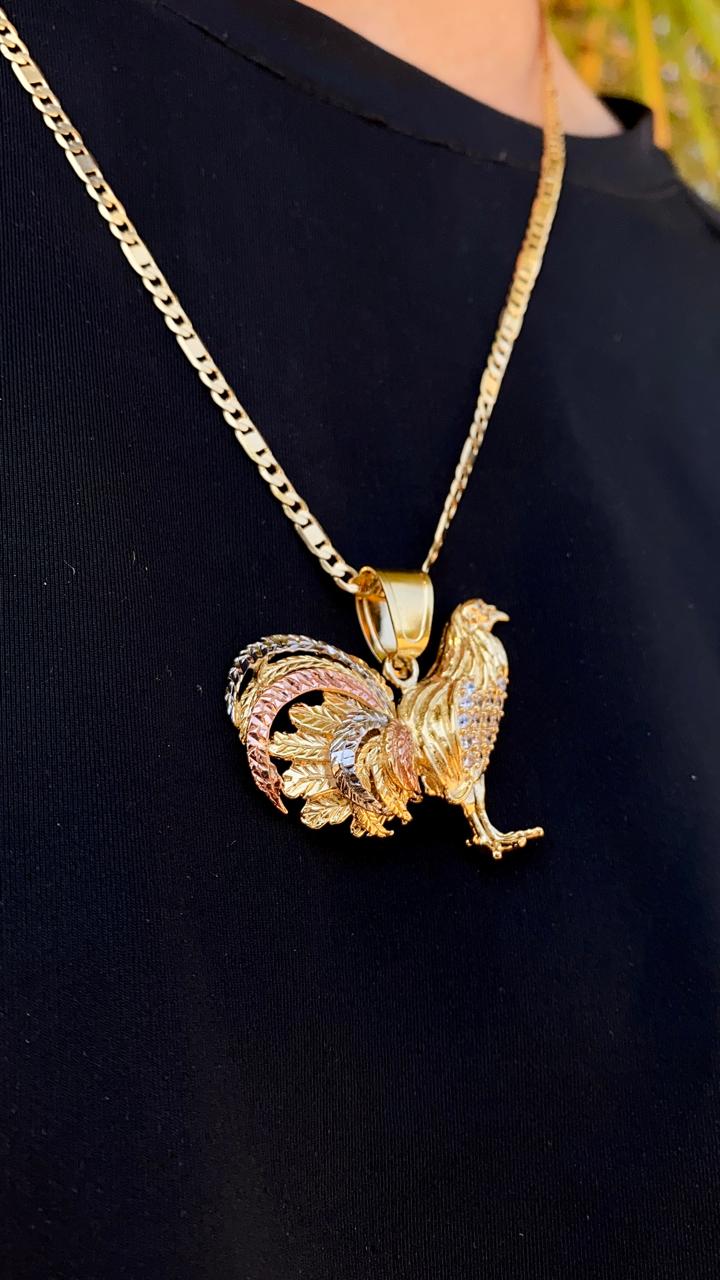 Rooster Chicken Pendant 14K Gold Filled 24" Necklace Valentino Figaro Chain