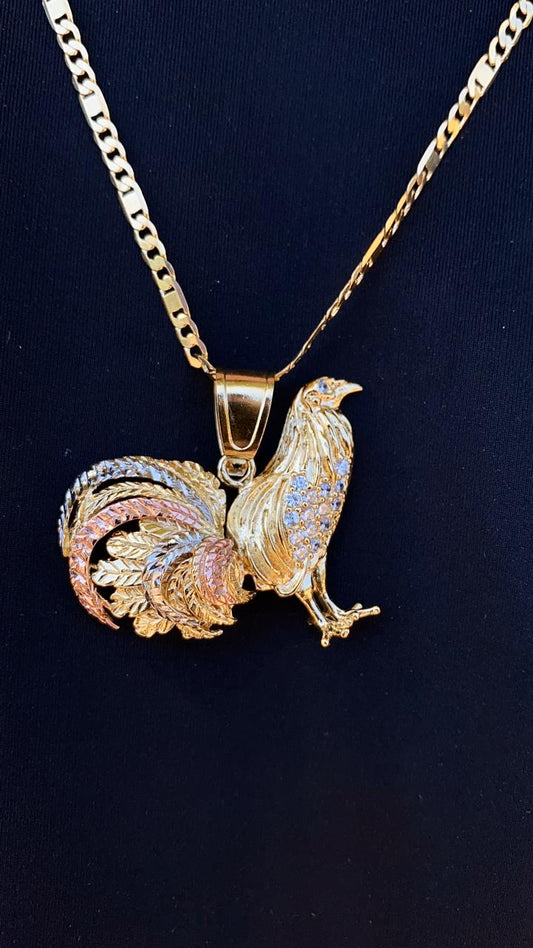 Rooster Chicken Pendant 14K Gold Filled 24" Necklace Valentino Figaro Chain