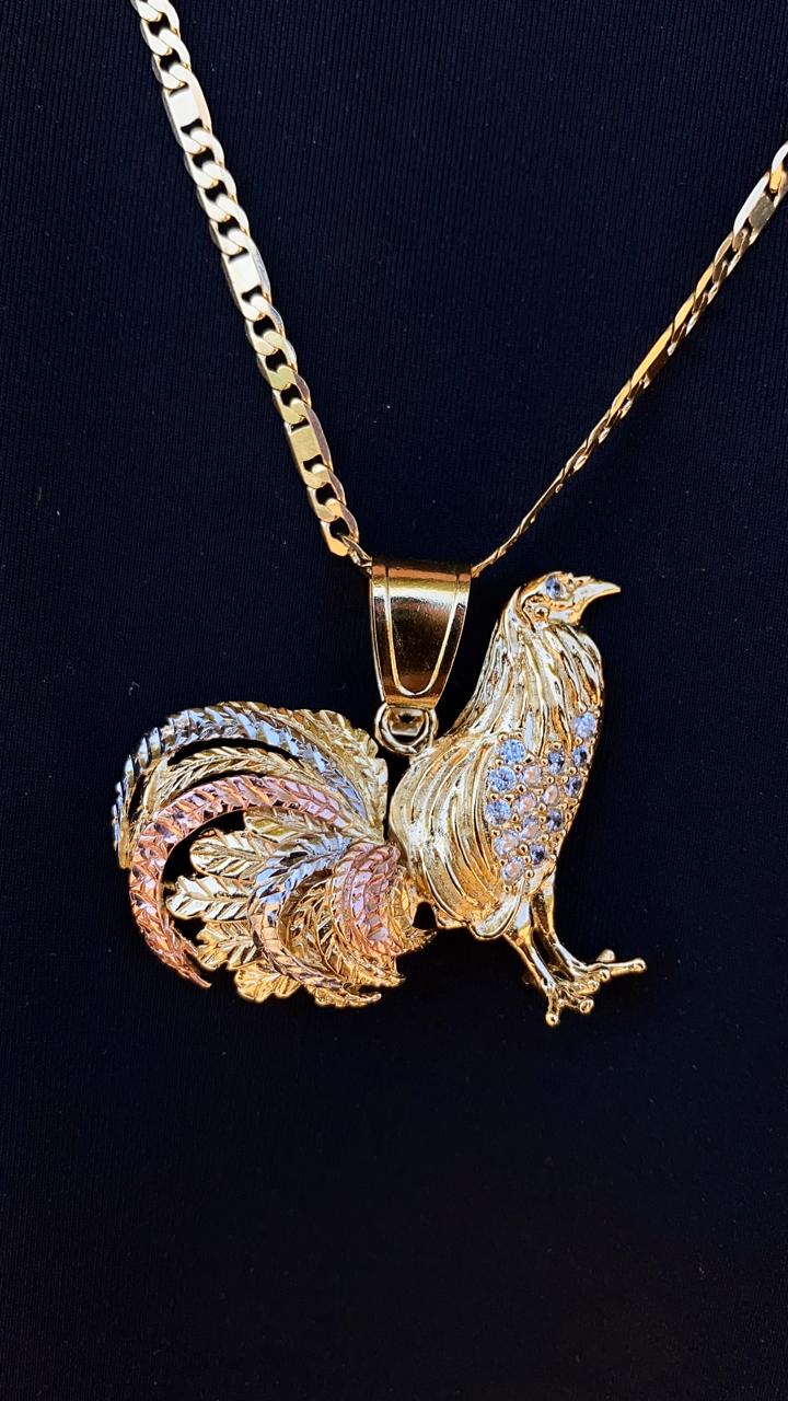 Rooster Chicken Pendant 14K Gold Filled 24" Necklace Valentino Figaro Chain