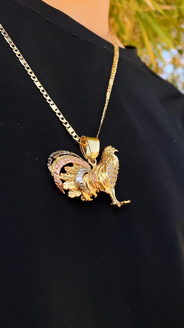 Rooster Chicken Pendant 14K Gold Filled 24" Necklace Valentino Figaro Chain