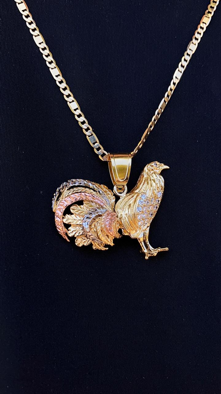 Rooster Chicken Pendant 14K Gold Filled 24" Necklace Valentino Figaro Chain