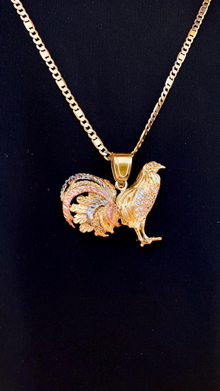 Rooster Chicken Pendant 14K Gold Filled 24" Necklace Valentino Figaro Chain