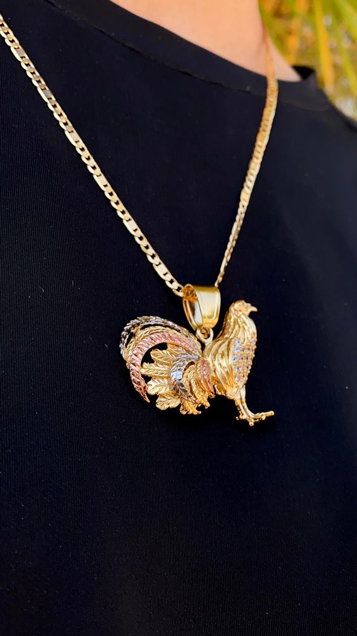 Rooster Chicken Pendant 14K Gold Filled 24" Necklace Valentino Figaro Chain