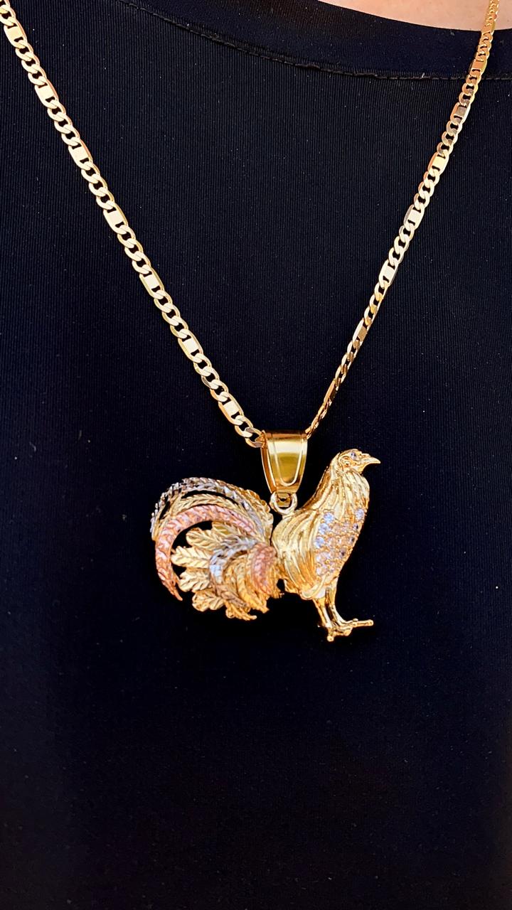 Rooster Chicken Pendant 14K Gold Filled 24" Necklace Valentino Figaro Chain