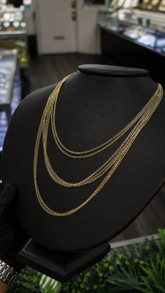 Curb Chain 1.6mm for Mens Womens 14K Gold