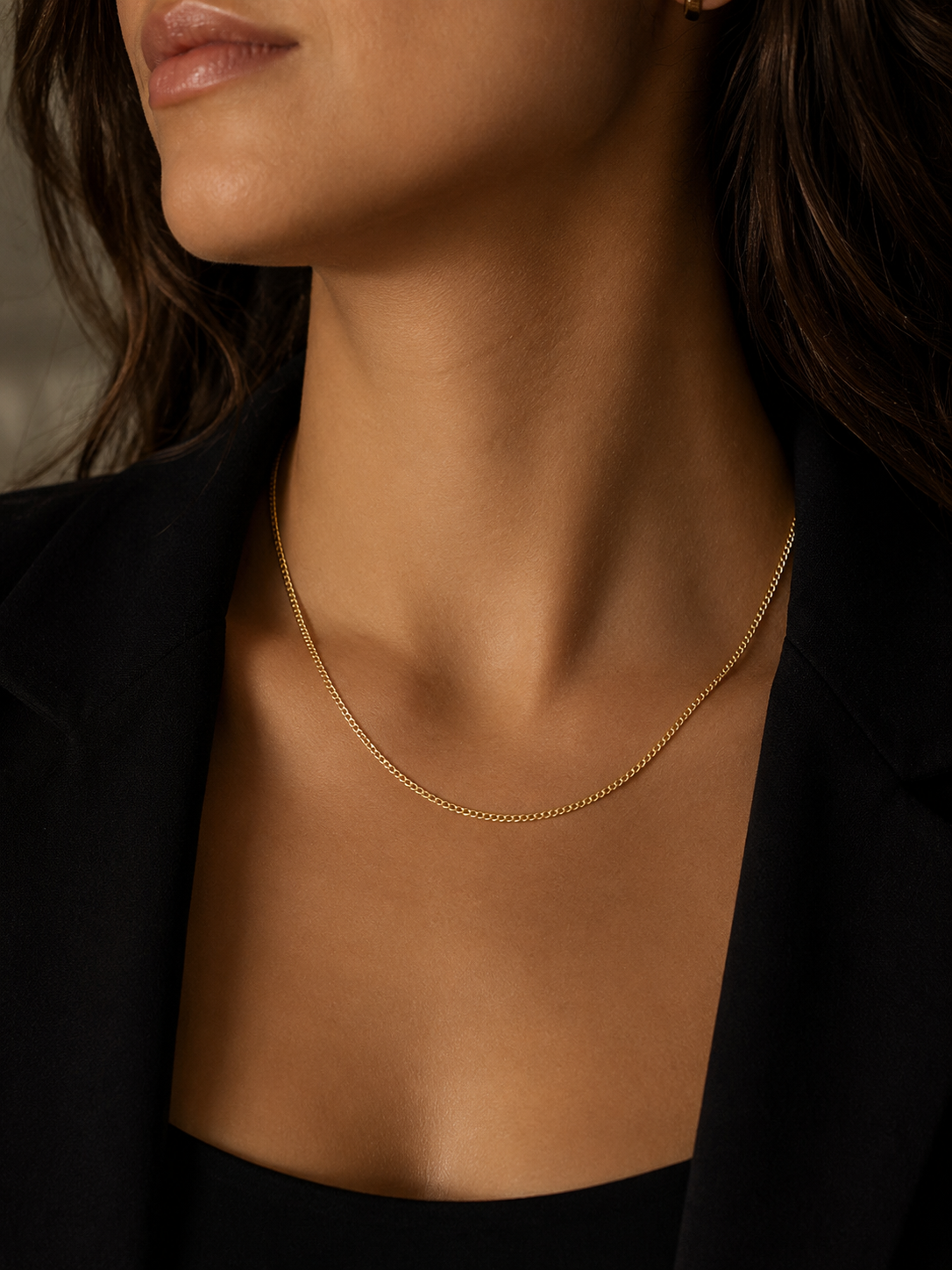 Curb Chain 1.6mm for Mens Womens 14K Gold