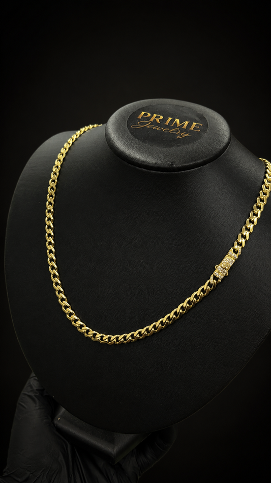 Monaco Chain Necklace 6mm 14K Gold